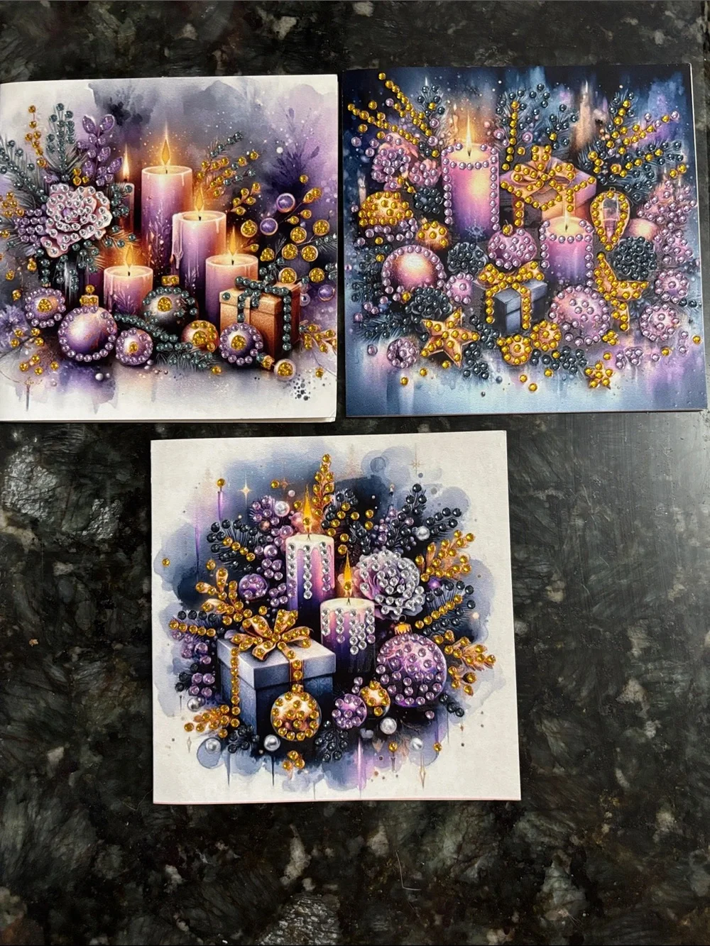Set of 3 Holiday Candle & Ornament Cards